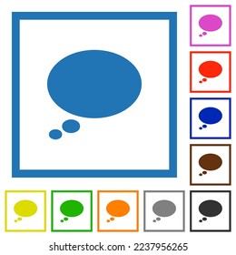 Single oval thought bubble solid flat color icons in square frames on white background