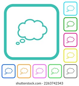 Single oval thought cloud outline vivid colored flat icons in curved borders on white background