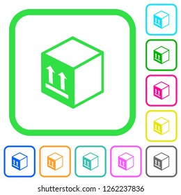 Single package vivid colored flat icons in curved borders on white background