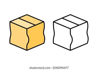Single packing box icon object cartoon, sticker flat vector