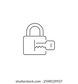 Single Padlock line icon, outline vector sign, linear style pictogram isolated on white. Closed lock symbol, logo illustration. Editable stroke