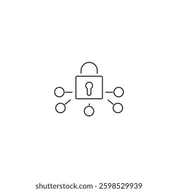Single Padlock line icon, outline vector sign, linear style pictogram isolated on white. Closed lock symbol, logo illustration. Editable stroke