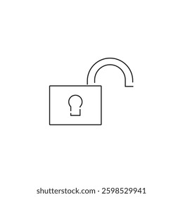 Single Padlock line icon, outline vector sign, linear style pictogram isolated on white. Opened lock symbol, logo illustration. Editable stroke