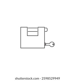 Single Padlock line icon, outline vector sign, linear style pictogram isolated on white. Closed lock symbol, logo illustration. Editable stroke