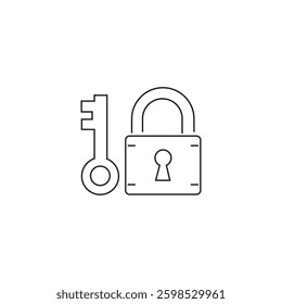 Single Padlock line icon, outline vector sign, linear style pictogram isolated on white. Closed lock symbol, logo illustration. Editable stroke
