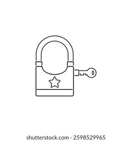 Single Padlock line icon, outline vector sign, linear style pictogram isolated on white. Closed lock symbol, logo illustration. Editable stroke