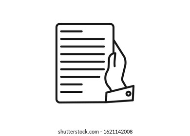 Single page paper on the hand icon vector