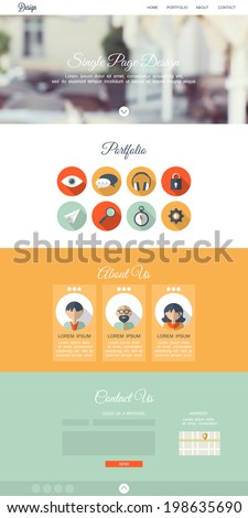 Single page website design flat vector illustration