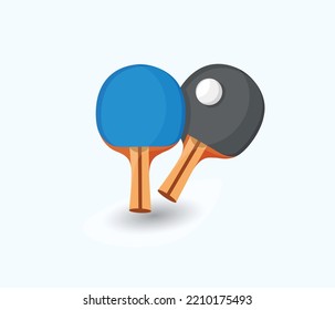 Single A Pair Ping Pong Bat  With Ball Illustrations Clip Art Design, Excellent Hi-Quality Design With Free Vector Editable File Download.