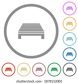 Single pallet flat color icons in round outlines on white background