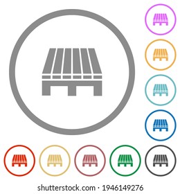 Single pallet flat color icons in round outlines on white background