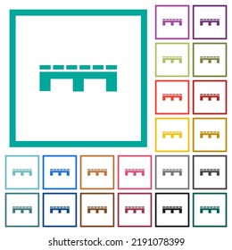 Single pallet flat color icons with quadrant frames on white background
