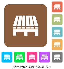 Iconos planos de pallet individuales sobre fondo de color cuadrado redondeado vívido.