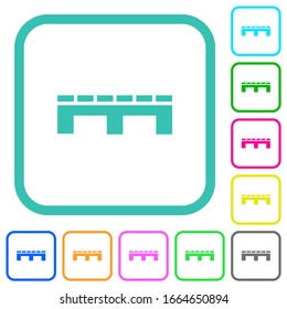 Single pallet vivid colored flat icons in curved borders on white background