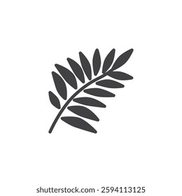 A single palm frond vector icon. filled flat sign for mobile concept and web design. Palm Leaf glyph icon. Symbol, logo illustration. Vector graphics