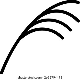 Single Palm Leaf Outline Long and Thin Silhouette Vector Illustration Design