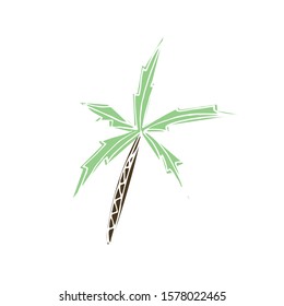 Single palm tree in doodle style. Hand drawn vector illustration for greeting cards, posters, stickers and seasonal design.