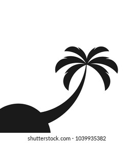 Single palm tree on the island. Vector illustration