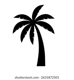 Silhueta de palmeira única, vetor negro tropical abstrato