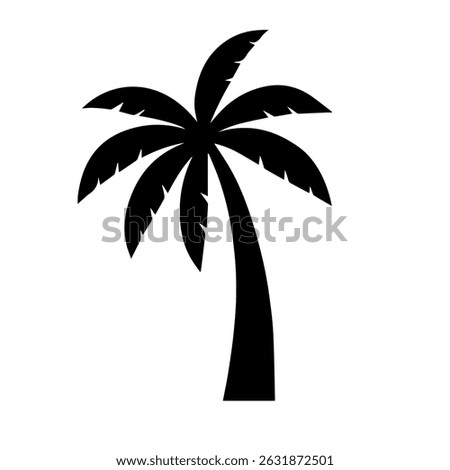 Single palm tree silhouette, abstract tropical black vector