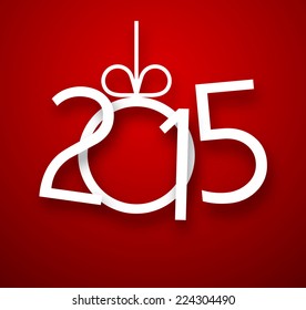 Single paper christmas ball with 2015 new year. Vector illustration. 