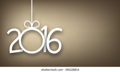 Single-Paper-Weihnachtsball mit 2016 neues Jahr. Vektorgoldener Banner. 