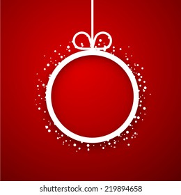 Single paper christmas ball over red. Vector illustration. 
