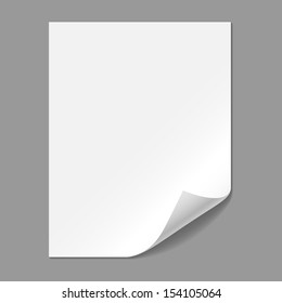 Single Paper Page with Folding Corner - Single piece of paper with folding corner, isolated on a gray background.  EPS10 file with transparency. 