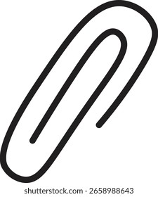 Um único clipe de papel desenhado com linhas em negrito em um estilo limpo. A imagem representa um suprimento básico de escritório de uma maneira direta. Ilustração de vetor de desenhos animados.