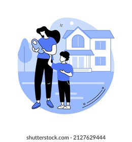 Single Parent Abstract Concept Vector Illustration. Single-person Adoption, Mom With Son, Income Support Benefits, Without Spouse, Children Care, Raising Alone, Parenthood Abstract Metaphor.