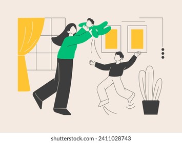 Single parent abstract concept vector illustration. Single-person adoption, mom with son, income support benefits, without spouse, children care, raising alone, parenthood abstract metaphor.