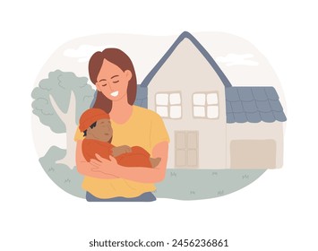 Single parent isolated concept vector illustration. Single-person adoption, mom with son, income support benefits, without spouse, children care, raising alone, parenthood vector concept.