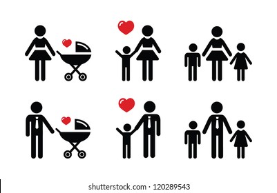 Single parent sign - family icons