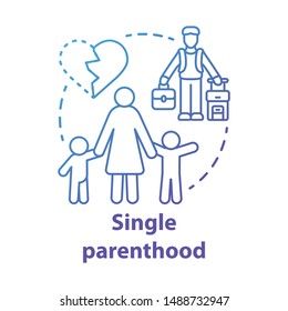 Single parenthood concept icon. Marital disputes & divorce idea thin line illustration. Single parent family. Child custody. Separated parents. Vector isolated outline drawing