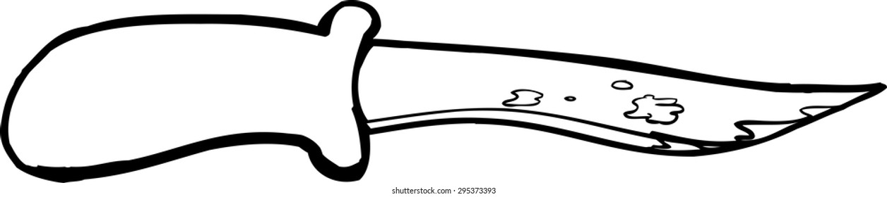 Single paring knife with stains on isolated background
