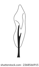 Single park tree monochrome flat vector object. Tall decorative plant. Editable black and white thin line icon. Simple cartoon clip art spot illustration for web graphic design