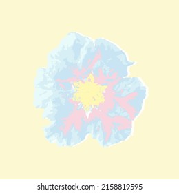 Single pastel color flower on yellow background as vector illustration. 