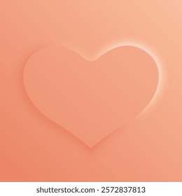 Single peach heart on a gradient background. Elegant, glowing design symbolizing love and intimacy. Perfect for romantic themes or Valentine's Day