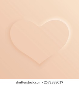 Single peach heart on a gradient background. Elegant, glowing design symbolizing love and intimacy. Perfect for romantic themes or Valentine's Day