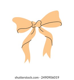A single peach-colored bow is illustrated against a white background.