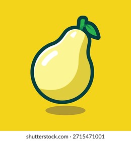 Ilustração de Desenho Animado Flutuante de Pera Única Isolada.