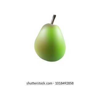 Single pear fruit close up. Raw pear isolated on white background. Qualitative vector illustration about pears agriculture.