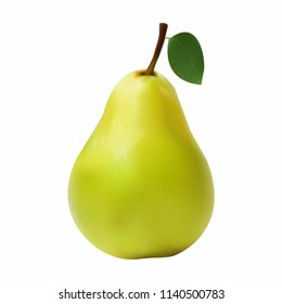 single pear isolated, vector graphics, illustration in a realistic style