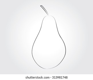 single pear outline sketch in  simple style.   grey background
