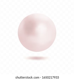 Una perla aislada sobre fondo transparente. Hermoso orb 3D con brillantes y resúmenes transparentes. Ilustración vectorial. 