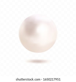 Una perla aislada sobre fondo transparente. Hermoso orb 3D con brillantes y resúmenes transparentes. Ilustración vectorial. 
