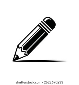 A single pencil drawing a straight line, presented as a simple design, isolated on a transparent background, perfect for minimalist design needs.