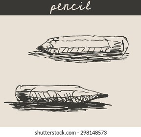 Single pencil illustration, in engraving etching sketch hand drawing style, for stationery supplies and  school design