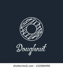 Single perfect doughnut design illustration with and lineart monoline style