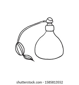 Single perfume bottle in doodle style in vector. Perfume bottle illustration for design of cosmetics industry.